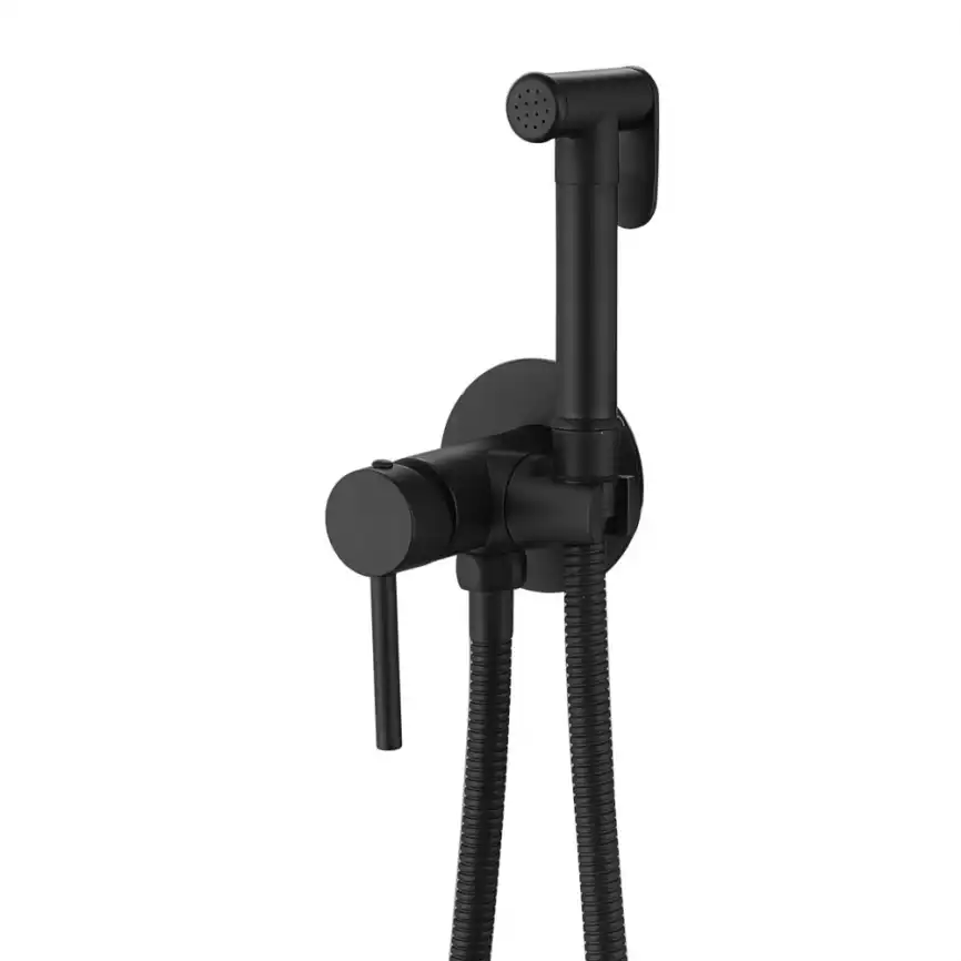 Смеситель ABBER Wasser Kreis AF8125B с гигиеническим душем, черный матовый фото 1