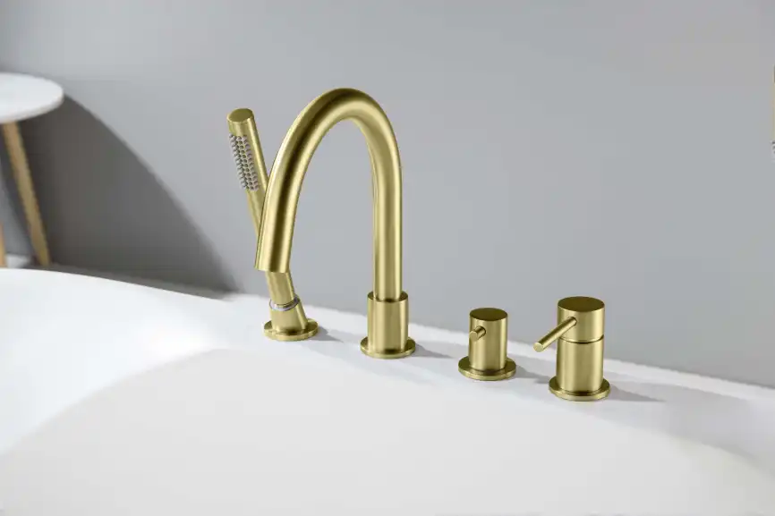 Смеситель на борт ванны Aquatek Европа AQ1348BG, Золото матовое фото 5