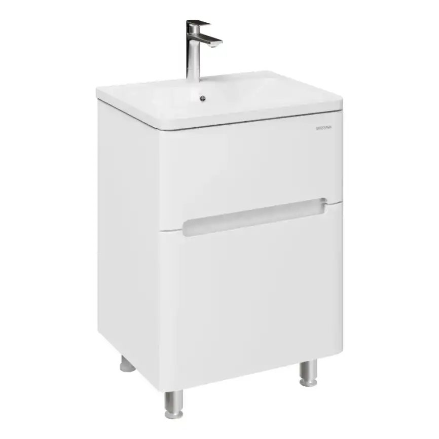 Тумба под раковину Grossman Адель-Норма 60 напольная, белая глянцевая (106039) фото 1