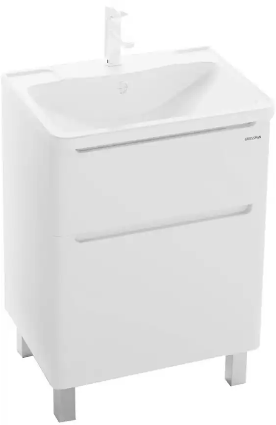 Тумба под раковину Grossman Адель 60 напольная, белая глянцевая (106007) фото 4