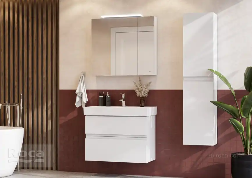 Зеркальный шкаф Roca Oleta 80 A857647501 с подсветкой, Белый матовый фото 5