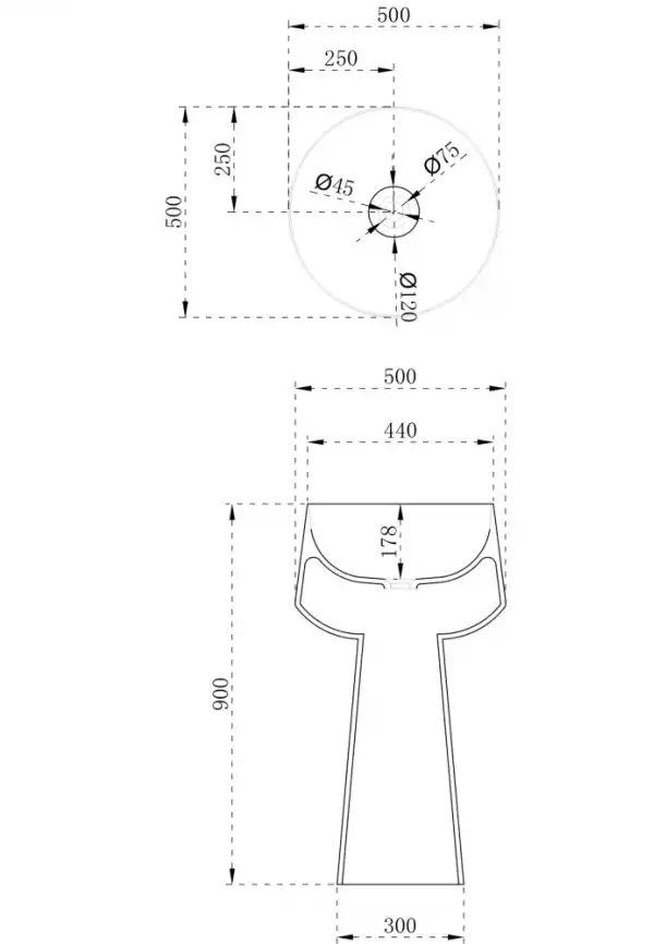 Раковина напольная ABBER STEIN 50х50х90 AS2508, круглая, белая матовая фото 4