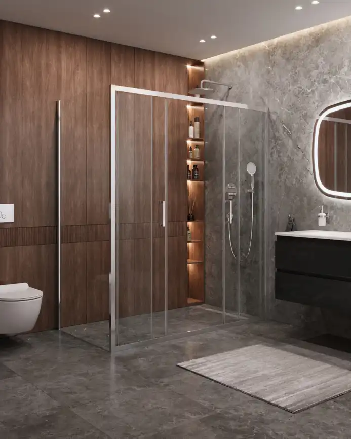 Душевой уголок CEZARESMOLVENO-AH-2/1-170/90-C-Cr-IV стекло Прозрачное, профиль Хром фото 5