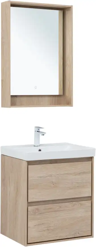 Тумба под раковину Aquanet Милан 60 дуб светлый, подвесная, 336382 фото 14