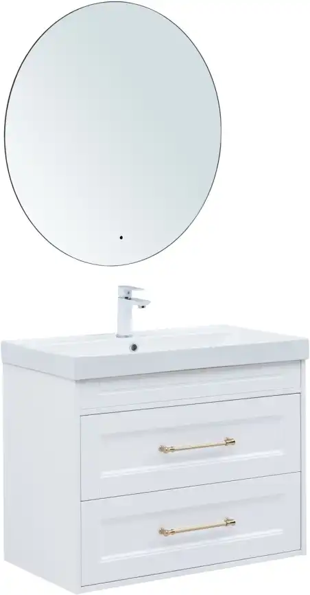 Тумба под раковину Aquanet Бостон new 80 белый сатин (ручки золото), 347182 фото 7