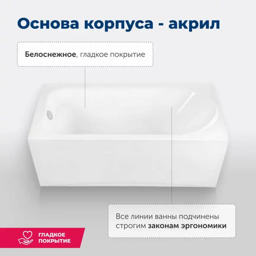 Акриловая ванна Aquanet West NEW 150x70, 240462 фото 9