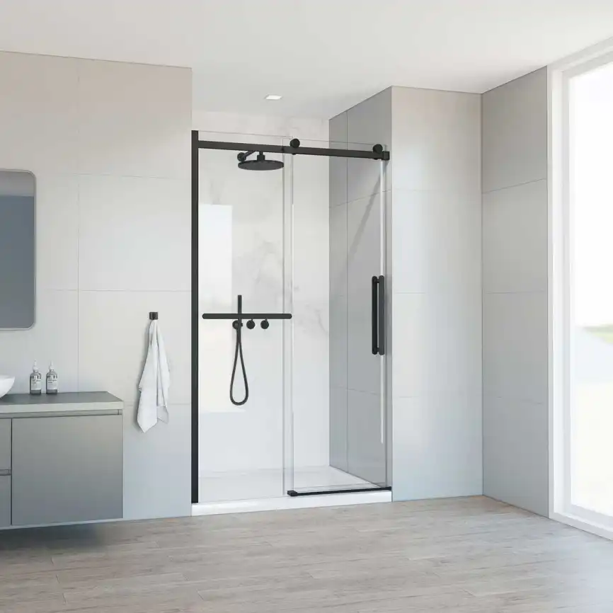Душевая дверь Vincea Como Soft 130 см, VDS-1CS130CLB, профиль Черный, стекло Прозрачное фото 1
