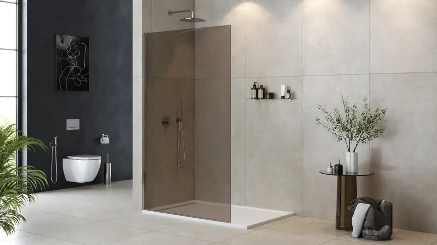 Душевая перегородка LIBERTA-L-1-TB-120-BR-Cr стекло Tонированная бронза, профиль Хром фото 2