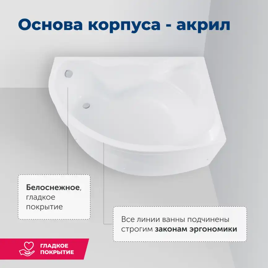 Акриловая ванна Aquanet Jamaica 160х110 правая (205503), на каркасе, белая фото 7