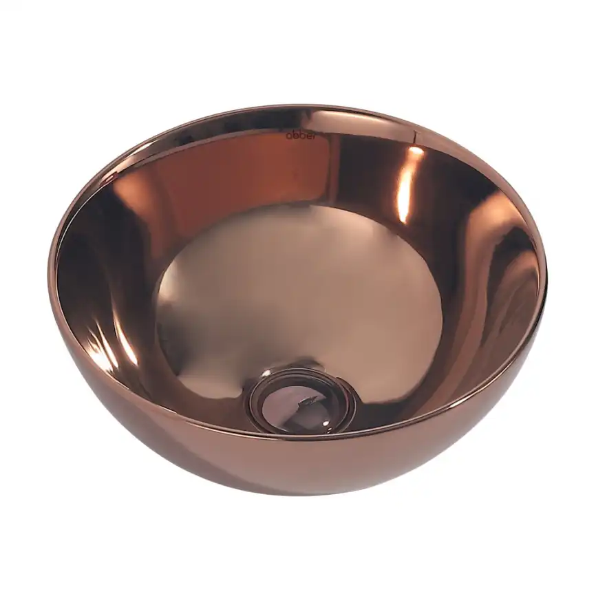 Раковина накладная ABBER BEQUEM 32х32х14 AC2106RG, круглая, розовое золото фото 2