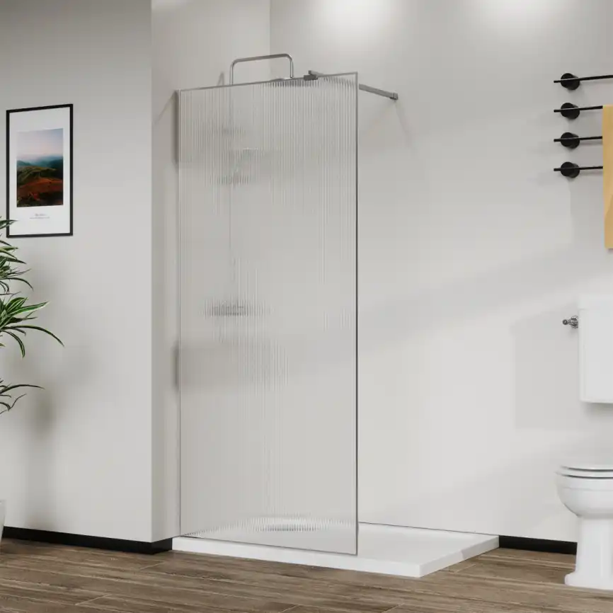 Душевая перегородка Azario Walk-in 90 AZ-271-90-CH-CRF стекло 8 мм рифленое, профиль Хром фото 1