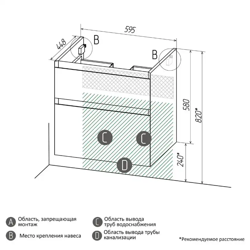 Тумба под раковину Grossman Меркадо 60 подвесная, графит матовый (106077) фото 9
