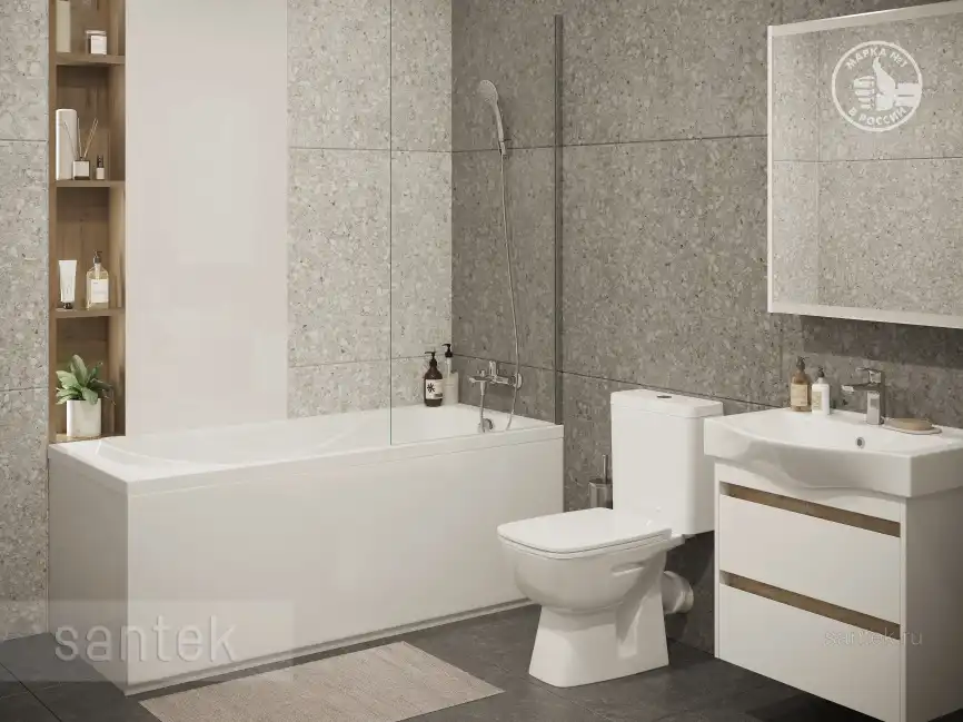 Акриловая ванна Santek Тенерифе 170х70 1WH302207 прямоугольная, Белая фото 6