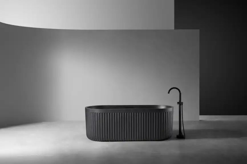 Ванна  Abber Stuttgart 170х75 AM9925B из искусственного камня, Черная матовая фото 2