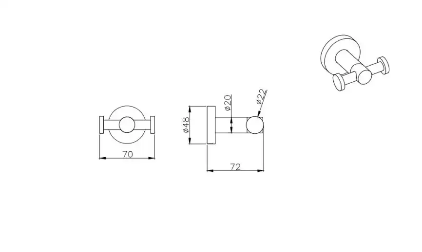 Крючок для полотенец Aquatek Вега AQ4002MB двойной, Черный матовый фото 2