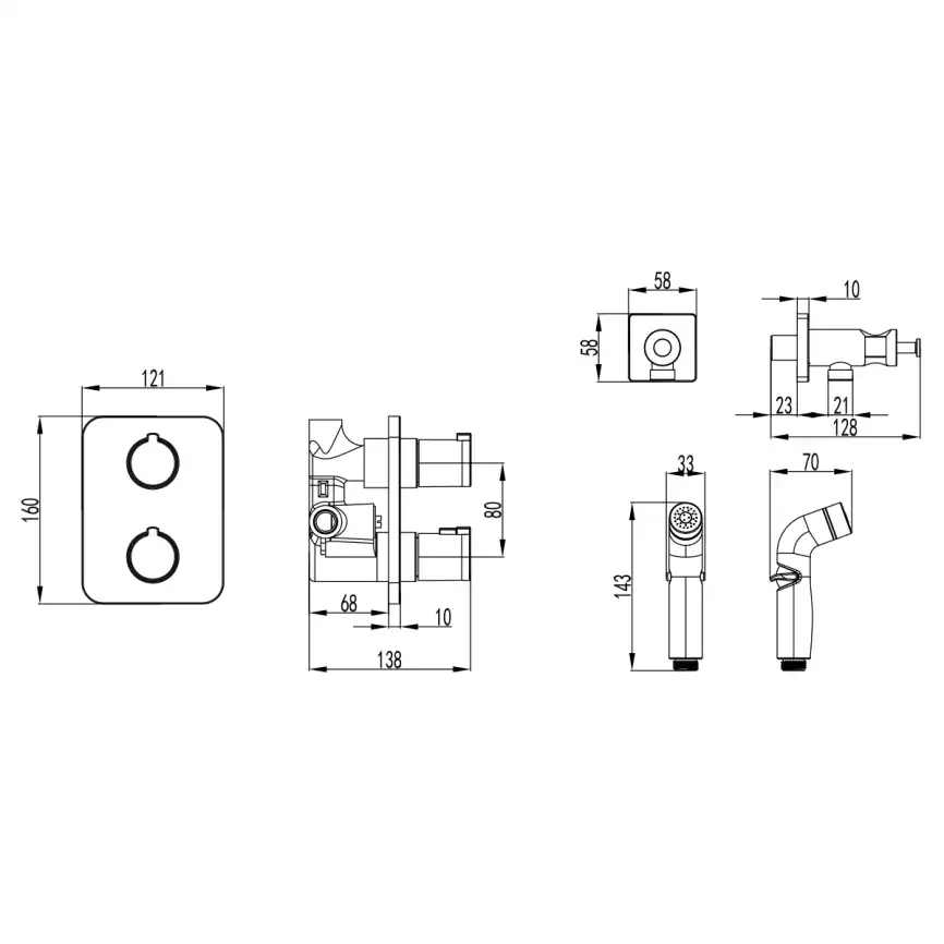 Гигиенический душ со смесителем Lemark LM7820C термостатический, Хром фото 2