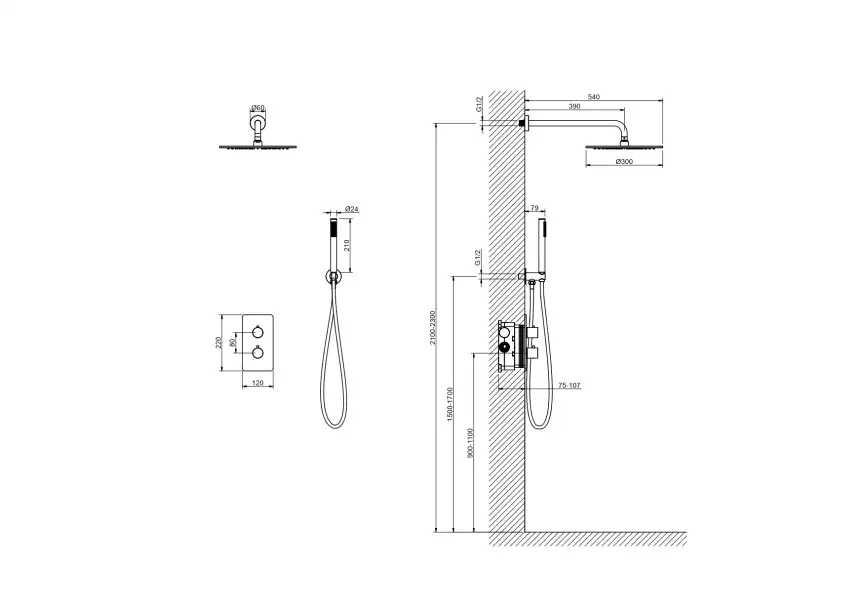 Душевая система Aquatek Европа AQ1376BG для душа встраиваемая, с термостатом, Золото матовое фото 3