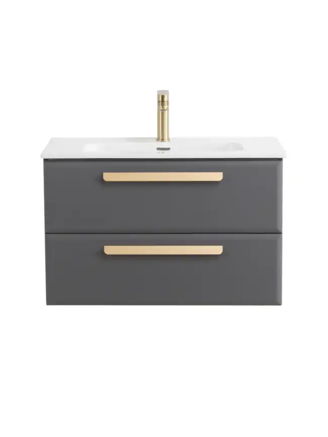 Тумба под раковину Cezares ECO-CER-N 80 см, ECO-CER-N-800-2C-SO-GSO-P (без ручек), Темно-Серый Матовый фото 1