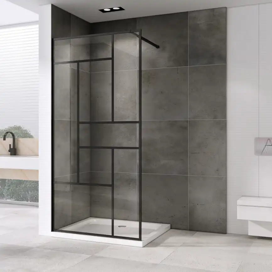 Душевая перегородка Abber Immer Offen 100 см, AG63100B8, профиль Черный, стекло Прозрачное фото 2