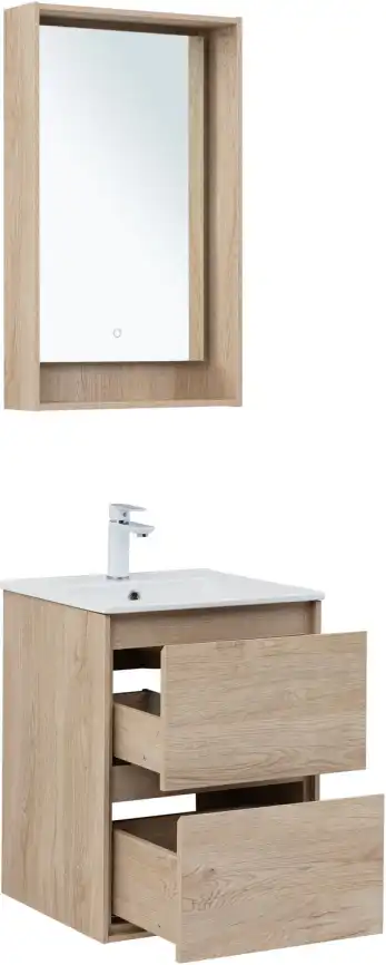 Тумба под раковину Aquanet Милан 50 дуб светлый, подвесная, 336381 фото 8