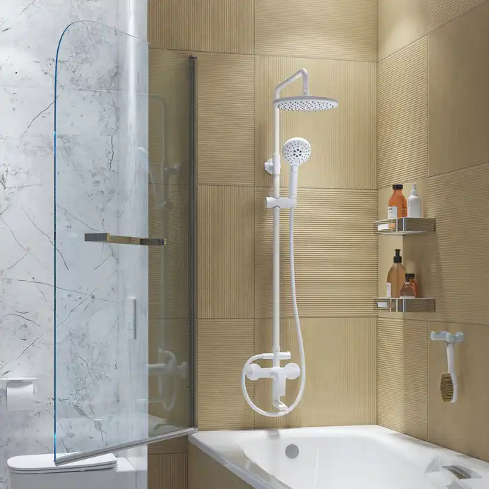 Душевая система IDDIS Ray RAYWT3Fi06 для ванны с изливом цвет, Матовый белый фото 1