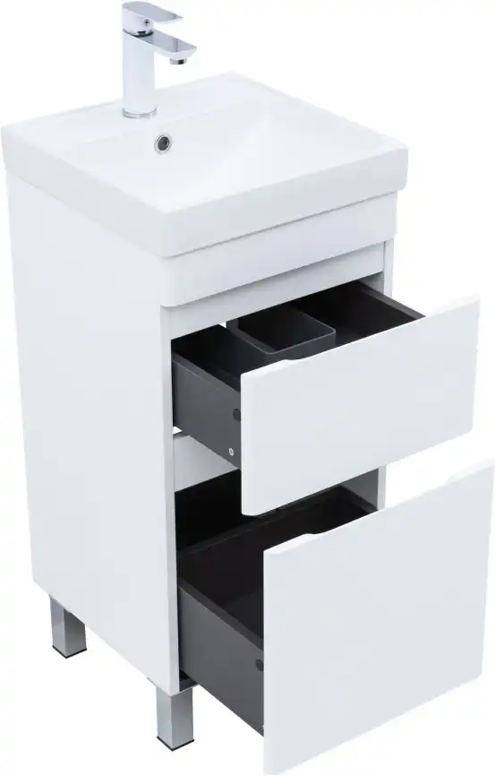 Тумба под раковину Aquanet Слим 40 напольная, белый сатин, 346040 фото 4