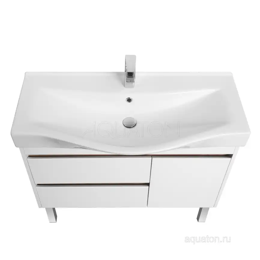 Тумба под раковину Aquaton Нортон 100 1A249001NT010 подвесная цвет, белый глянец / дуб эндгрейн фото 5
