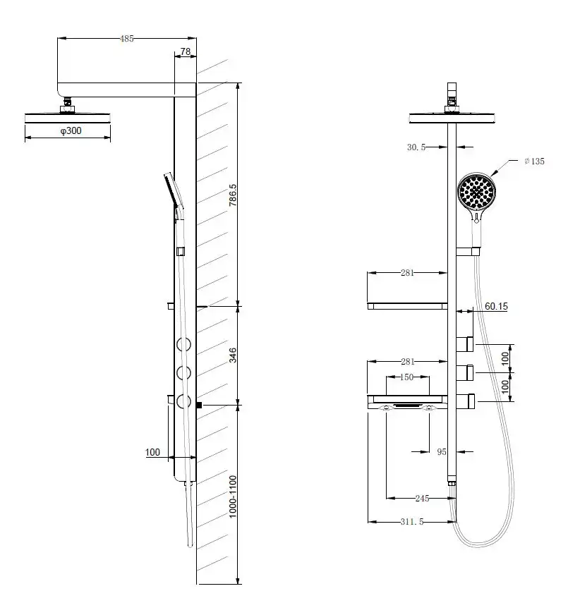 Душевая система  Vincea Inspire VSFS-3I11GM VSFS-3I11GM для ванны с изливом, вороненная сталь фото 7