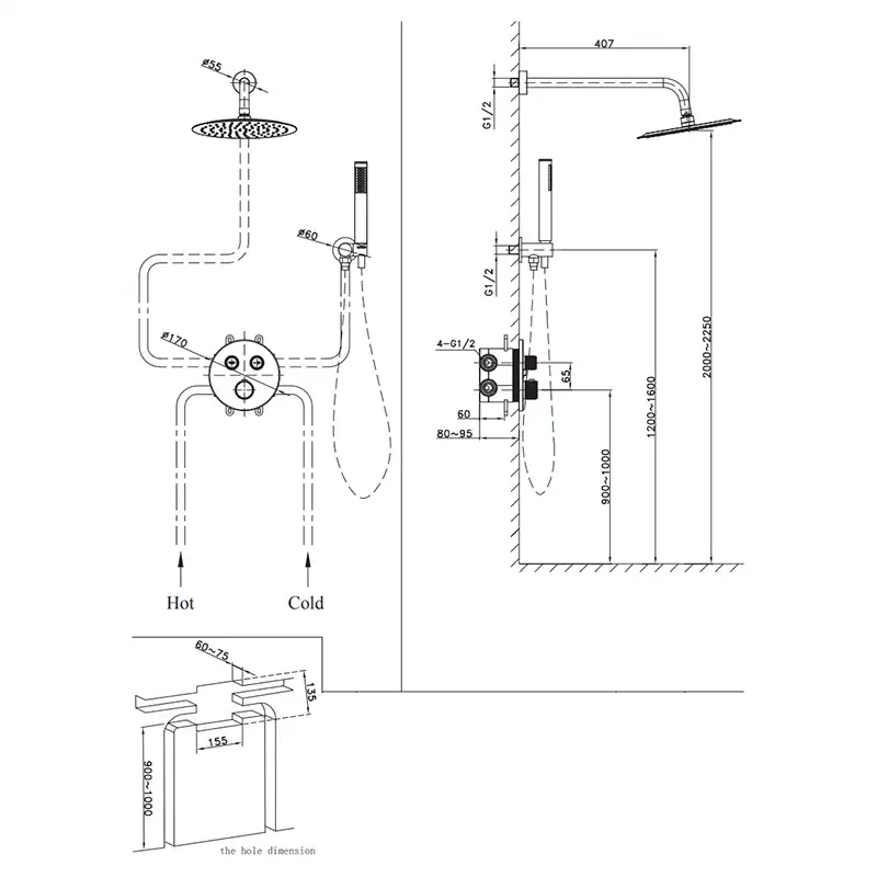 Встраиваемая душевая система AVS LUXURY 811-501-MB термостат, черный матовый фото 15