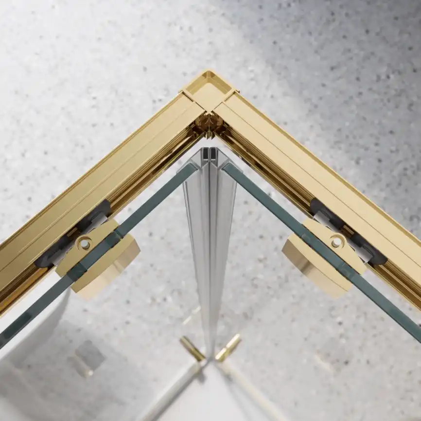Душевой уголок BelBagno LUCE-A-2-80-C-ORO стекло прозрачное, профиль Золото глянцевое фото 3