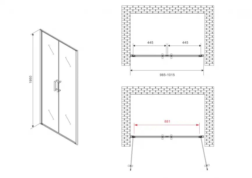 Душевая дверь Abber Sonnenstrand 100 см, AG04100C, профиль Хром, стекло Прозрачное фото 4