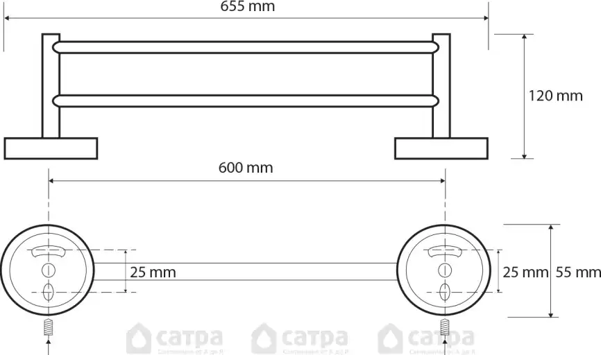 Полотенцедержатель двойной 65,5 см BEMETA DARK Черный матовый 104204050 фото 2
