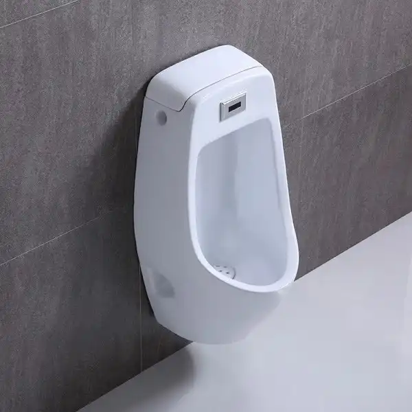 Писсуар подвесной CeramaLux X546P с сенсорным механизмом смыва, горизонтальный выпуск фото 1