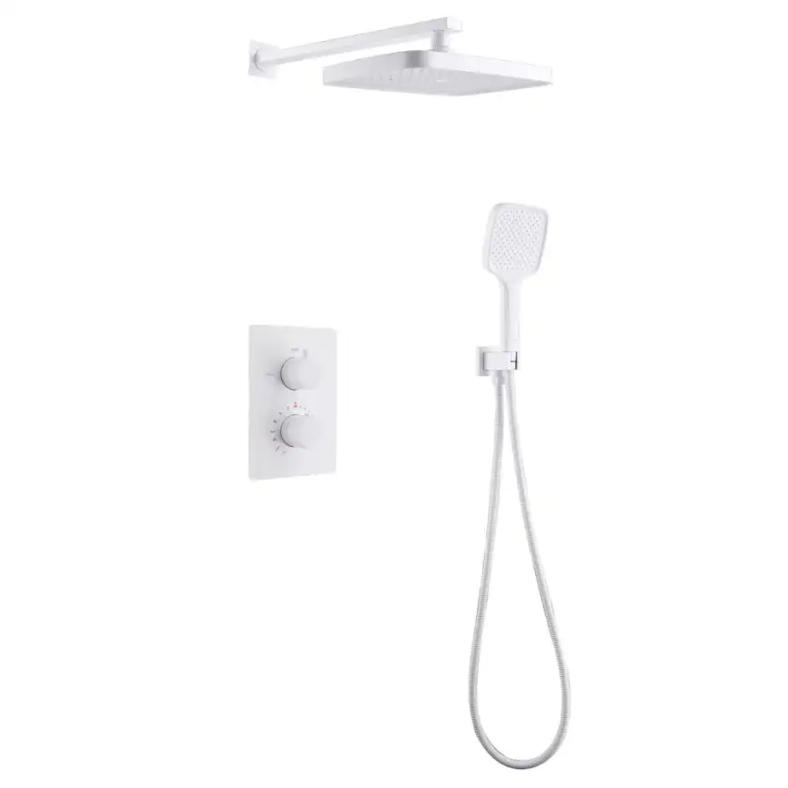 Душевая система ABBER Weiss Insel AF8051W скрытого монтажа без излива, термостат, белый фото 1