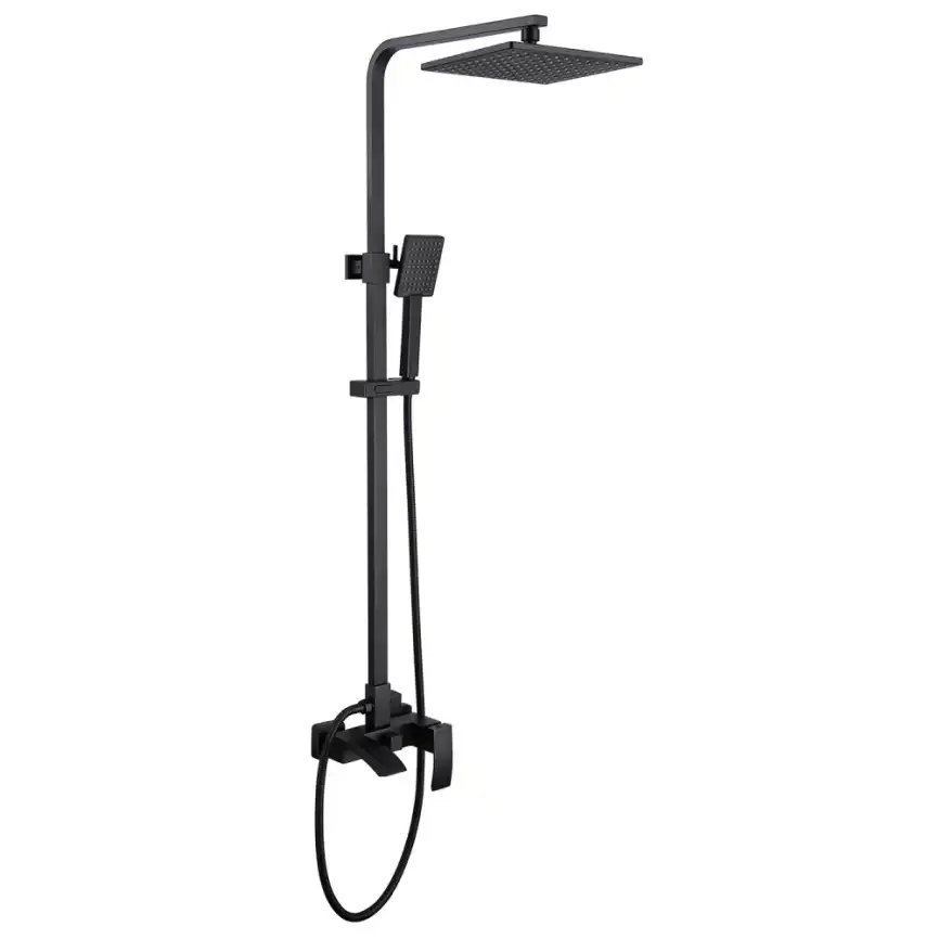 Душевая стойка ABBER Wasserfall AF8616B с изливом, черная матовая фото 1