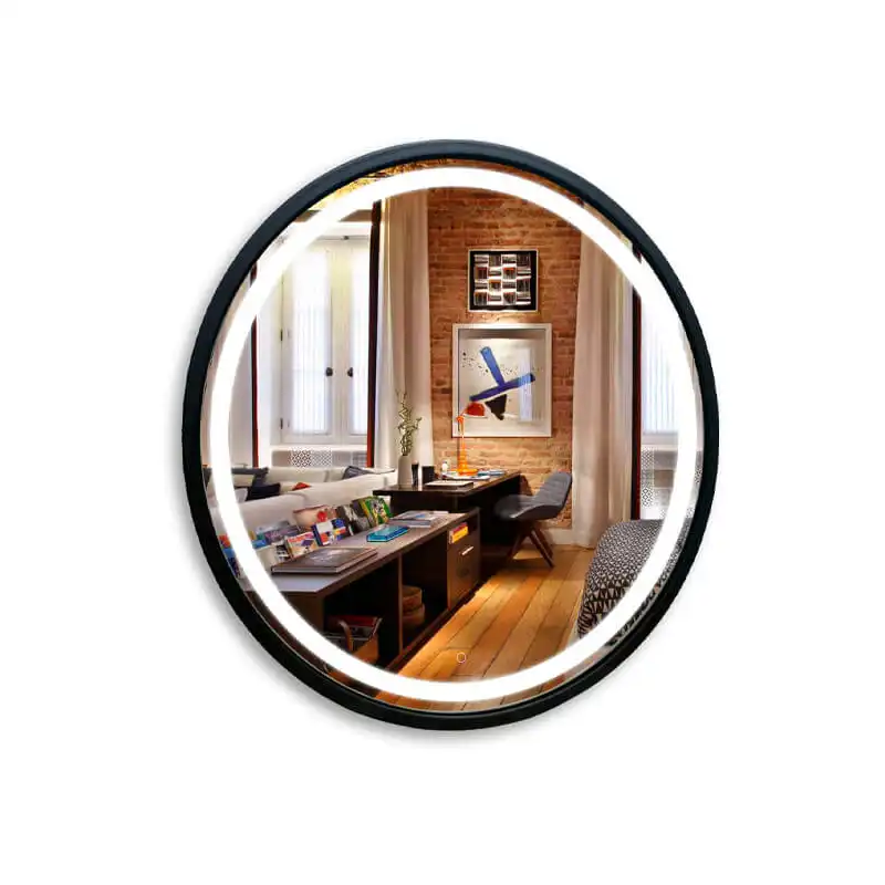 Зеркало с подсветкой AVS Мид 75x75 см, черное фото 6