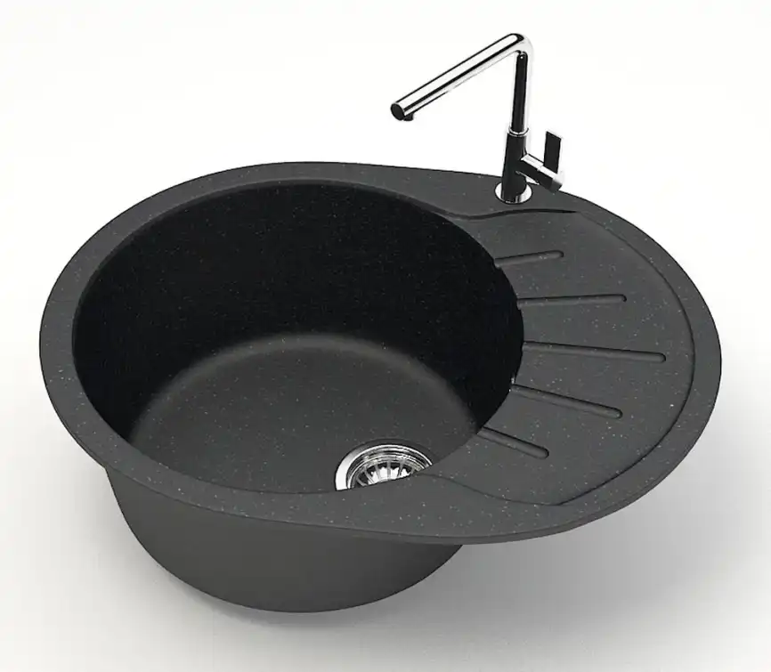 Кухонная мойка AZARIO Light 575х440х215) искусственный мрамор, цвет Черный (CS00079920) фото 2