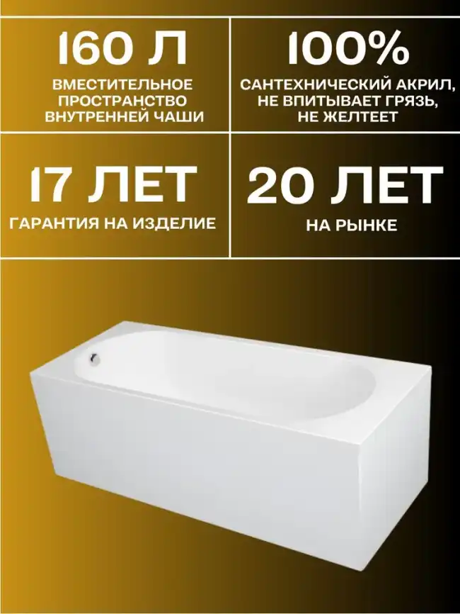 Акриловая ванна Marka One ATLAS 1500x700 Прямоугольная Белая 01атл1570 фото 2