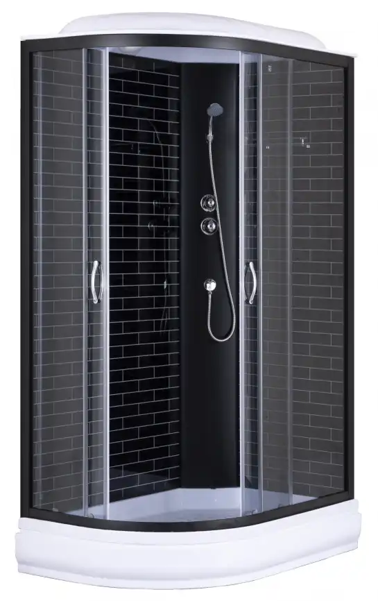 Душевая кабина Loranto 120х80 средний поддон, прозрачное стекло, профиль Черный, CS-66120-20R GB 120 фото 1