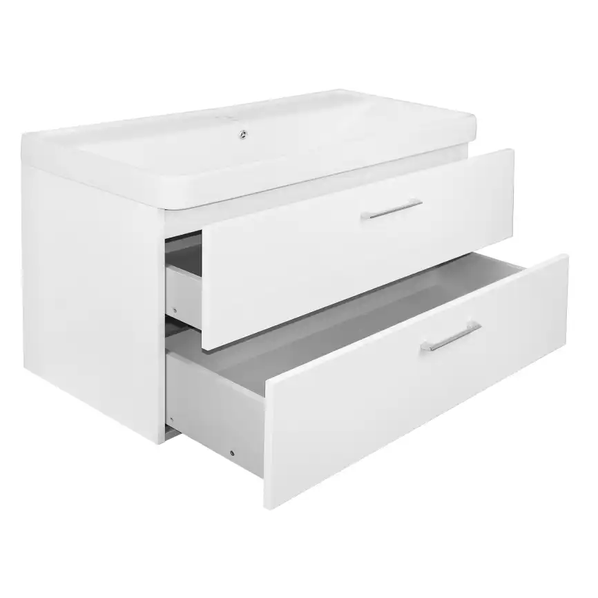 Тумба с раковиной Azario Ника 100 CS00089923, подвесная, Белая глянцевая фото 3