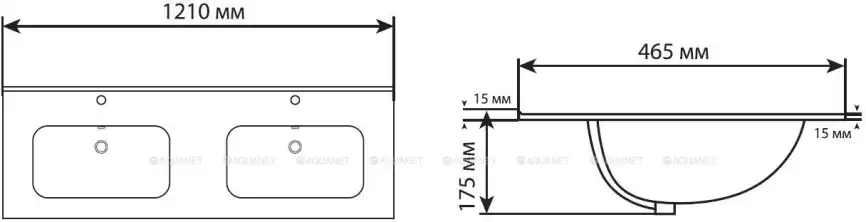Раковина Aquanet Flat 120 254367 прямоугольная, Белая глянцевая фото 7