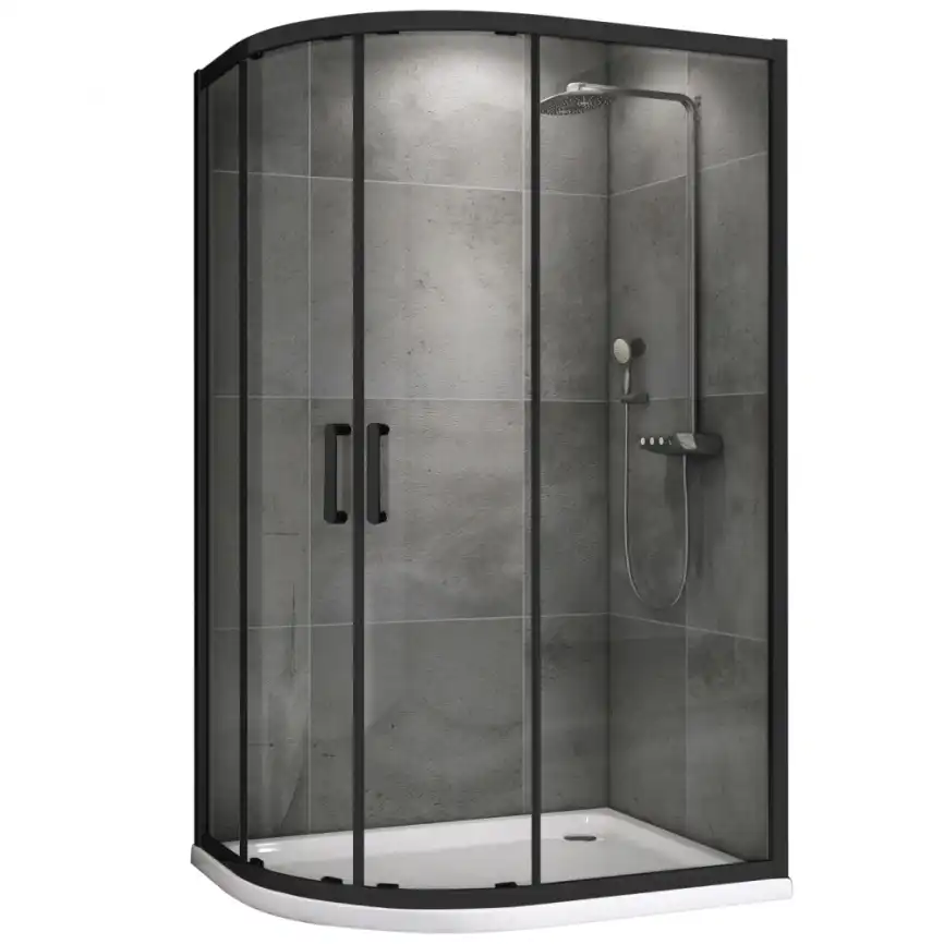 Душевой уголок ABBER Schwarzer Diamant 110х80 см, AG01118B, профиль черный, стекло прозрачное фото 1