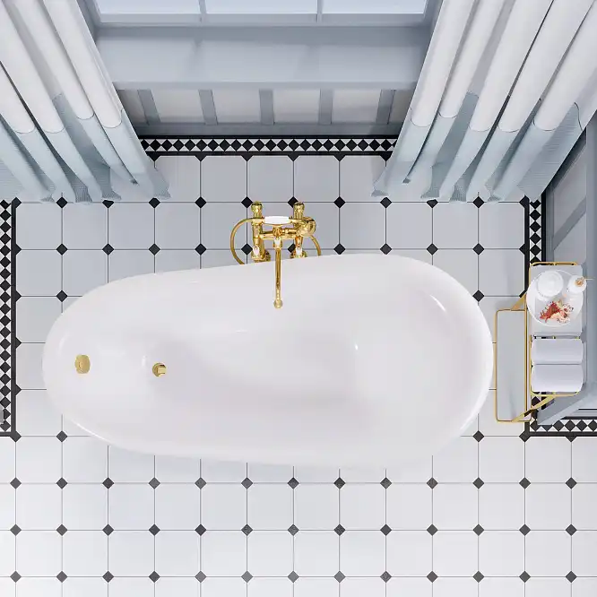 Ванна из литьевого мрамора  Aqua de Marco EDELWEISS 170х78 с золотыми ножками Белая 1170WGEDE фото 3