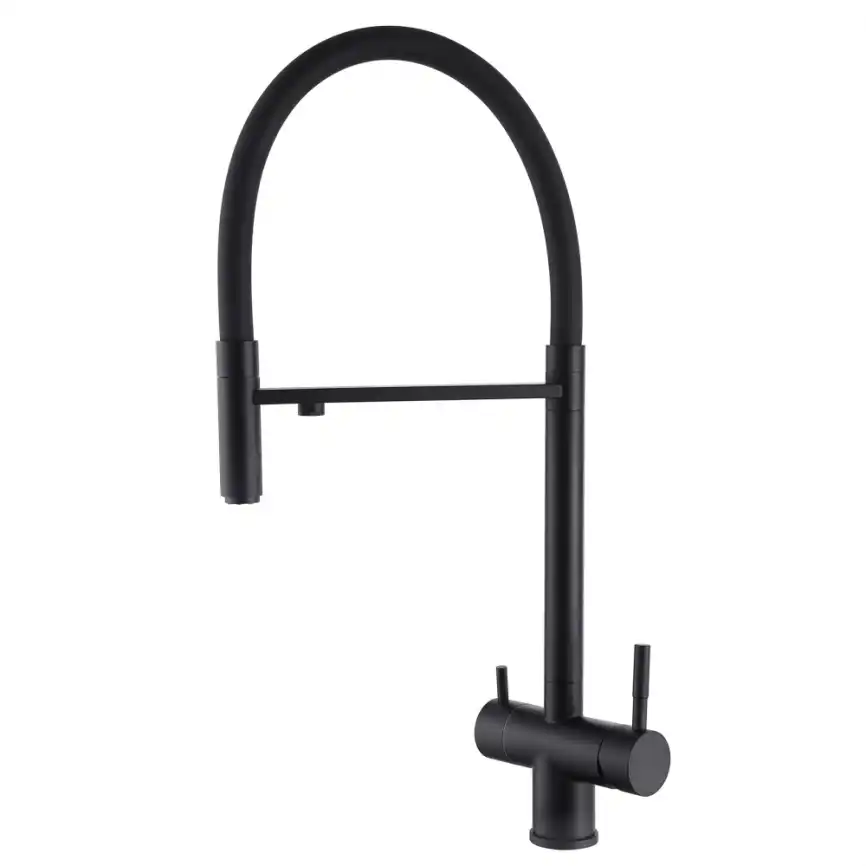 Смеситель для кухни Abber Wasser Kreis AF81141B с подключением к фильтру с питьевой водой, Черный матовый фото 1