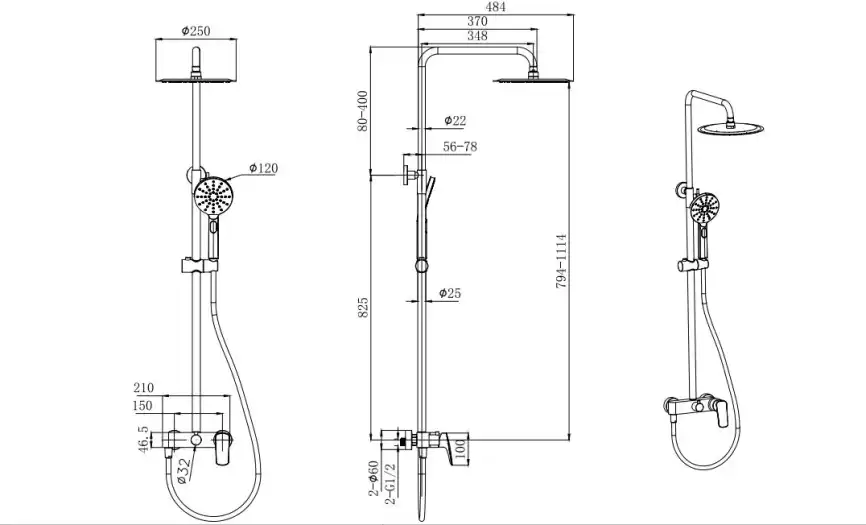 Душевая система Aquatek ВЕГА AQ2060CR, Хром фото 2