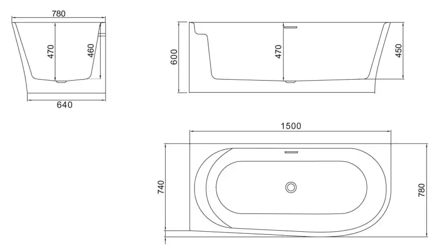 Акриловая ванна BelBagno 150х78 BB410-1500-780-L, отдельностоящая, Белая глянцевая фото 3