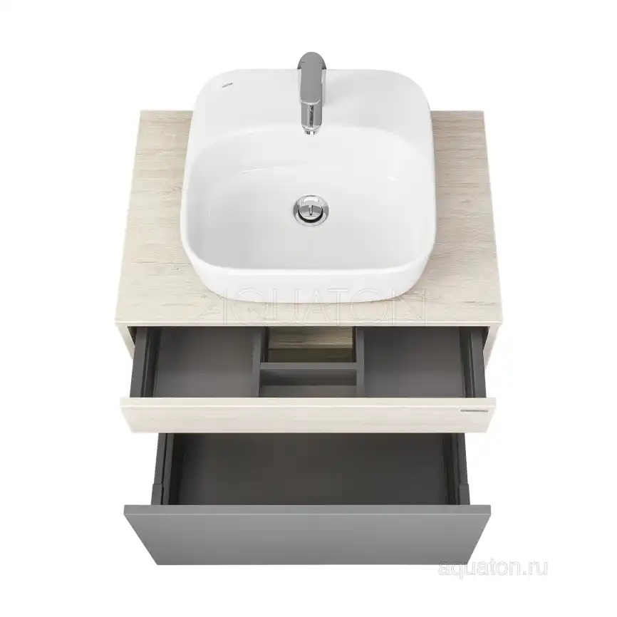 Тумба под раковину Aquaton Лофт Урбан 65 1A254001LQX60 подвесная цвет, серый графит / дуб орегон фото 6