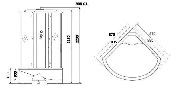 Душевая кабина Niagara Ultra 90х90х220 NG-908-01 высокий поддон, с гидромассажем фото 2