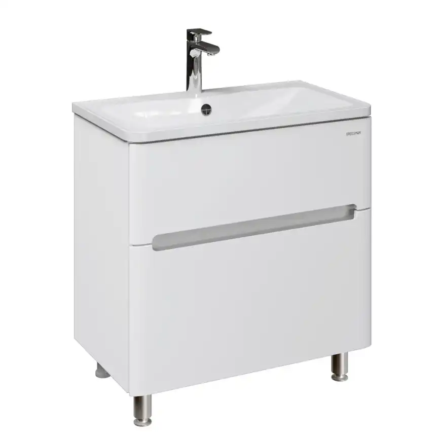 Тумба под раковину Grossman Адель-Норма 80 напольная, белая глянцевая (108023) фото 1