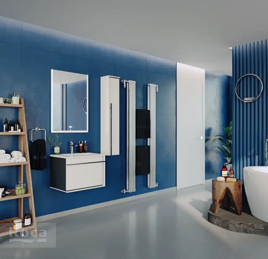 Тумбы под раковину Roca Aneto 60 857429806 подвесная, цвет, Белый глянцевый / Черный фото 8